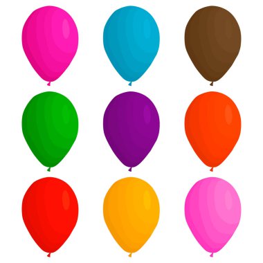İllüstrasyon renkli tema büyük şişme Lastik balonlar, çeşitli boyutu balon farklı türleri ayarlayın. Koleksiyon aksesuar ballon tatil kutlamak için oluşan balon. Ballon top balon olarak.