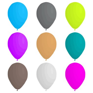 İllüstrasyon renkli tema büyük şişme Lastik balonlar, çeşitli boyutu balon farklı türleri ayarlayın. Koleksiyon aksesuar ballon tatil kutlamak için oluşan balon. Ballon top balon olarak.