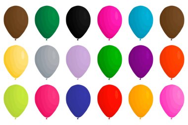 İllüstrasyon renkli tema büyük şişme Lastik balonlar, çeşitli boyutu balon farklı türleri ayarlayın. Koleksiyon aksesuar ballon tatil kutlamak için oluşan balon. Ballon top balon olarak.