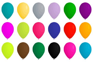 İllüstrasyon renkli tema büyük şişme Lastik balonlar, çeşitli boyutu balon farklı türleri ayarlayın. Koleksiyon aksesuar ballon tatil kutlamak için oluşan balon. Ballon top balon olarak.