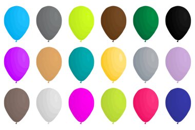 İllüstrasyon renkli tema büyük şişme Lastik balonlar, çeşitli boyutu balon farklı türleri ayarlayın. Koleksiyon aksesuar ballon tatil kutlamak için oluşan balon. Ballon top balon olarak.