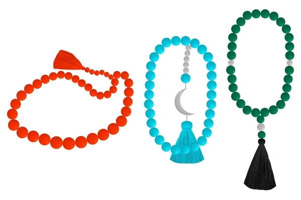 Illustration Zum Thema Große Farbige Set Verschiedene Arten Von Perlen — Stockvektor