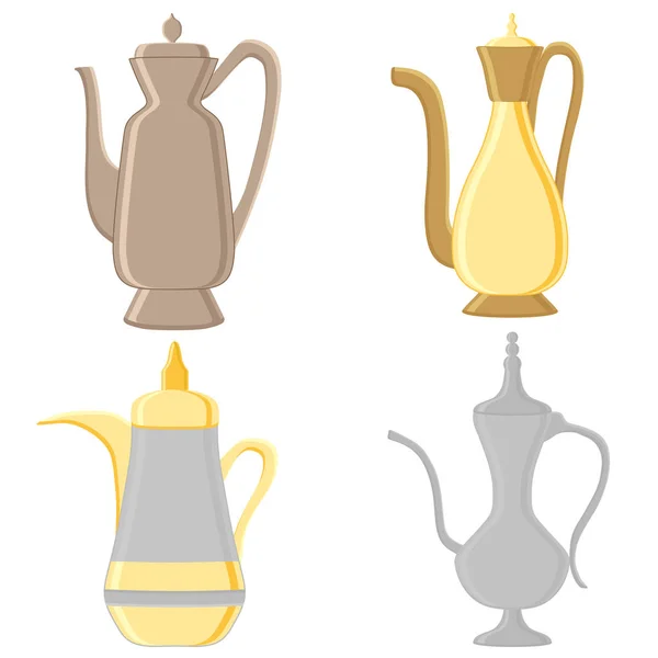 Ілюстрація Тему Великих Кольорових Наборів Різних Типів Глечиків Чайників Ретро — стоковий вектор
