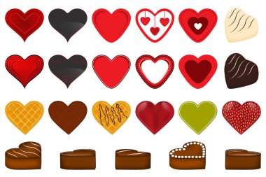 Renkli tema büyük resimde güzel kırmızı kalpler Sevgililer günü için farklı türleri ayarlayın. Kalp desen koleksiyonu aksesuarını Sevgililer gününde oluşan. Düzen kalbidir sembolü gün Sevgililer.