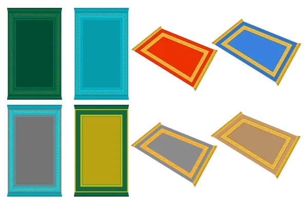 Ilustración Sobre Tema Gran Conjunto Colores Diferentes Tipos Alfombras Oración — Vector de stock