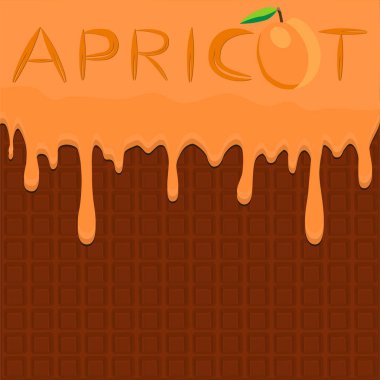 Resimde şekerli gözleme çerez, akıntısı kayısı damla düşen tema üzerinde. Damla yemek organik sağlıklı gözleme çerezleri için kayısı deseni. Özel menü gurme damla kayısı gözleme çerezidir.