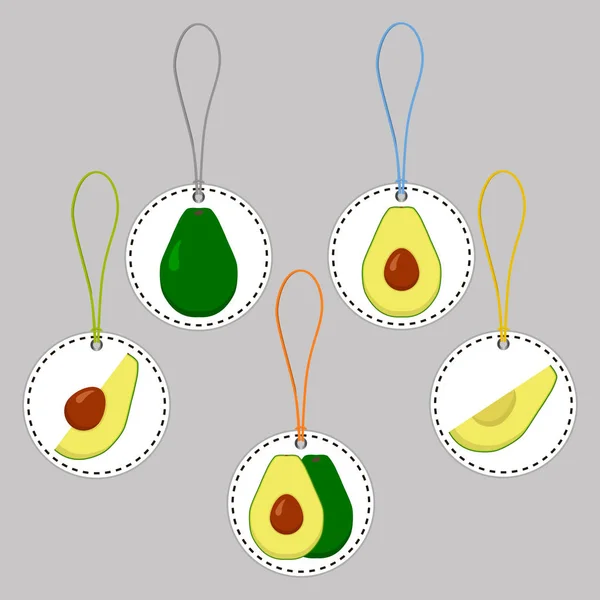 Illustration Zum Thema Big Set Verschiedene Arten Rund Avocado Ernte — Stockvektor
