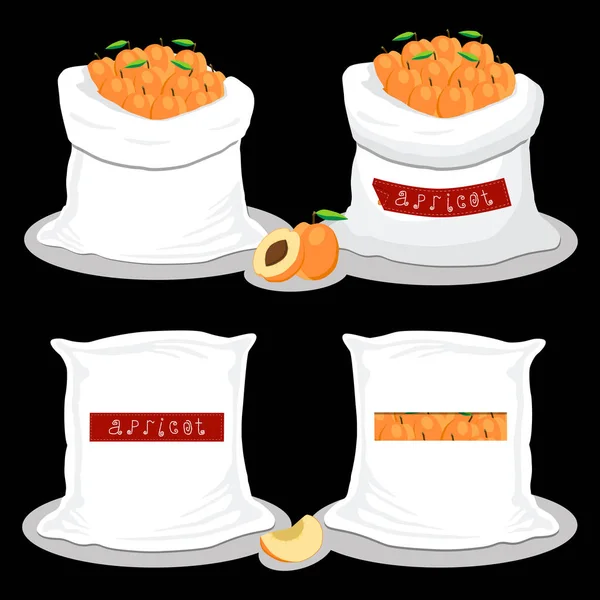 Illustration sur le thème grand ensemble différents types d'abricot rond — Image vectorielle