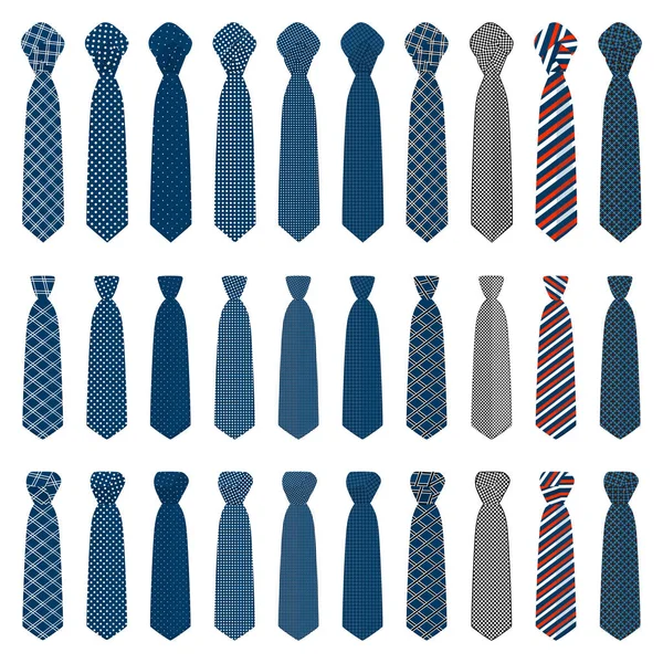 Ilustração sobre tema grande conjunto laços diferentes tipos, gravatas var —  Vetores de Stock