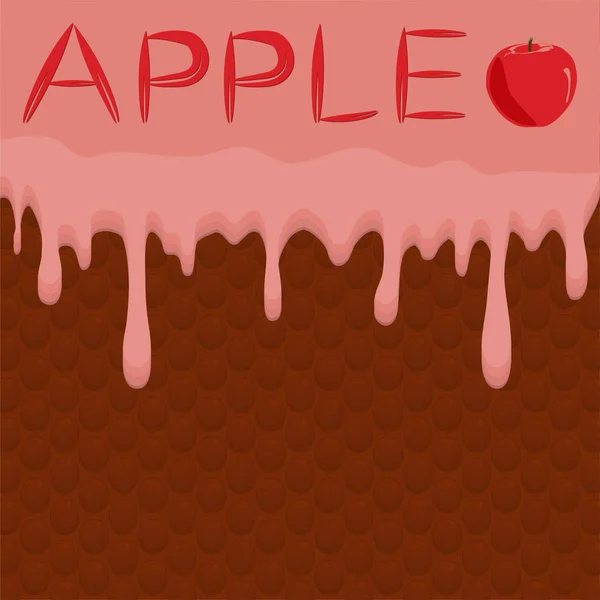 Εικονογράφηση θέμα πτώση μήλα ρινική στάγδην στη γλυκιά βάφλα — Διανυσματικό Αρχείο