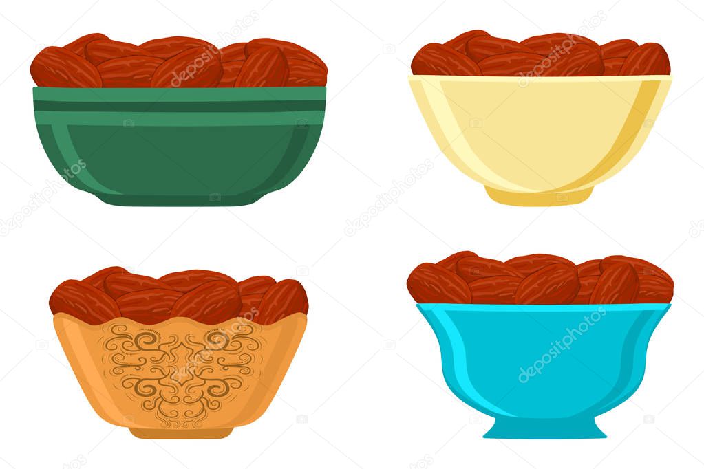 Illustration on theme big colored set different types of date fr