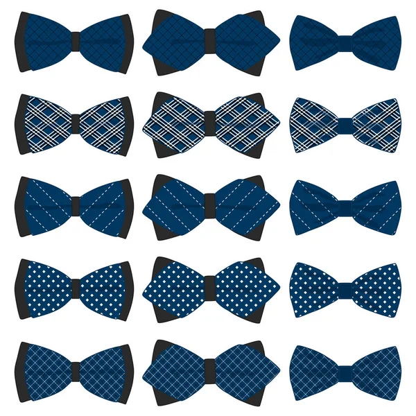 Illustration on theme big set ties different types, bowties vari — Stock Vector