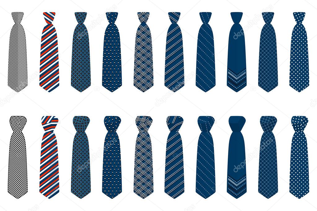 Illustration on theme big set ties different types, neckties var