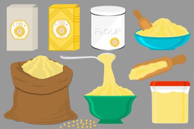 Tema üzerinde Illustration büyük set farklı türleri kaplar dolu Co