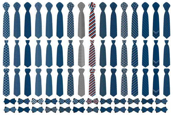 Tema üzerinde Illustration büyük renkli set Kravatlar farklı türleri — Stok Vektör