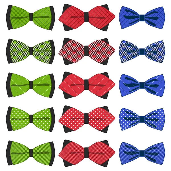 Illustration on theme big set ties different types, bowties vari — Stock Vector