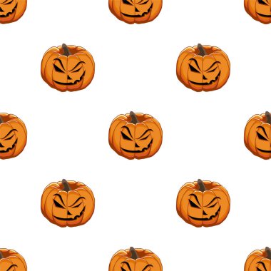 Büyük renkli Cadılar Bayramı temalı bir resim, dikişsiz turuncu balkabağı. Balkabağı koleksiyonu ve Cadılar Bayramı 'nda aksesuarlardan oluşan kusursuz bir desen. Kusursuz balkabağından nadir görülen Cadılar Bayramı.