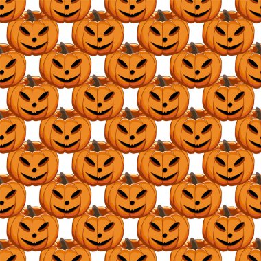 Büyük renkli Cadılar Bayramı temalı bir resim, dikişsiz turuncu balkabağı. Balkabağı koleksiyonu ve Cadılar Bayramı 'nda aksesuarlardan oluşan kusursuz bir desen. Kusursuz balkabağından nadir görülen Cadılar Bayramı.