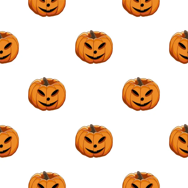 Ilustração Tema Grande Padrão Colorido Halloween Abóbora Laranja Sem Costura — Vetor de Stock