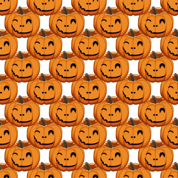 Illustration Tema Stora Färgade Mönster Halloween Sömlös Orange Pumpa Sömlöst — Stock vektor