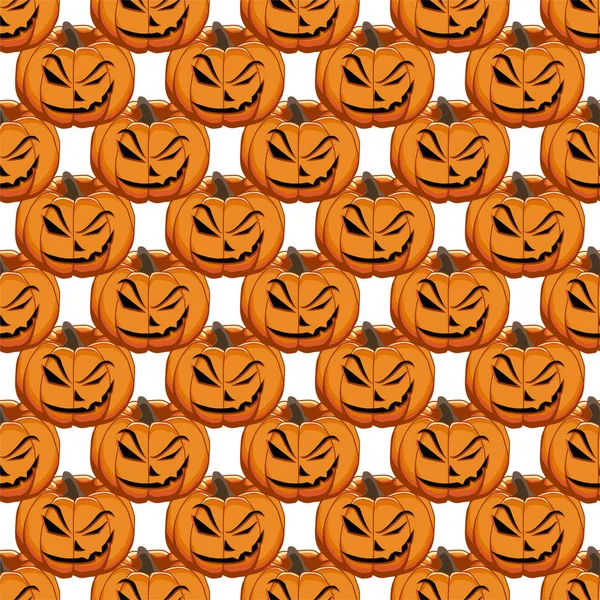 Illustration Tema Stora Färgade Mönster Halloween Sömlös Orange Pumpa Sömlöst — Stock vektor