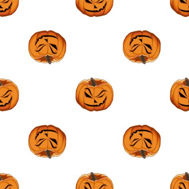 Büyük renkli Cadılar Bayramı temalı bir resim, dikişsiz turuncu balkabağı. Balkabağı koleksiyonu ve Cadılar Bayramı 'nda aksesuarlardan oluşan kusursuz bir desen. Kusursuz balkabağından nadir görülen Cadılar Bayramı.