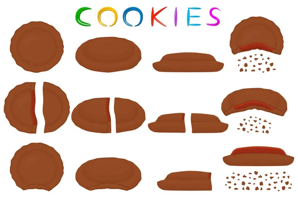 Ilustración sobre tema conjunto grande galletas diferentes — Vector de stock