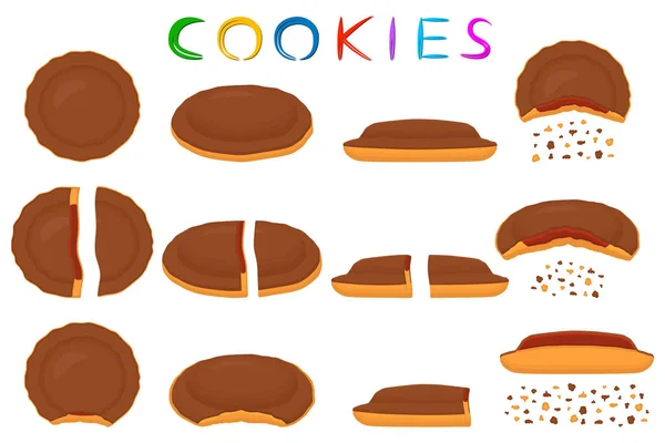 Ilustración sobre tema conjunto grande galletas diferentes — Vector de stock