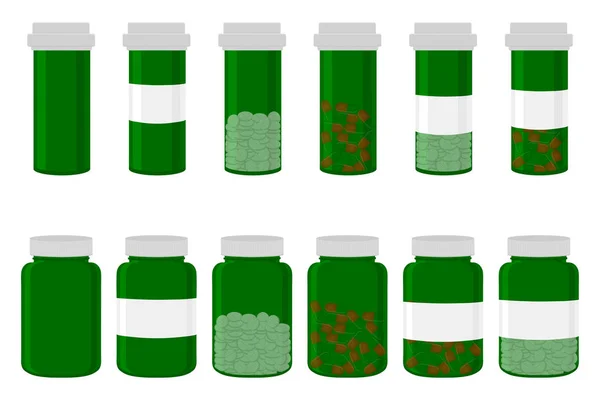 Ilustracja na temat duży kolorowy zestaw różnych rodzajów tabletek — Wektor stockowy