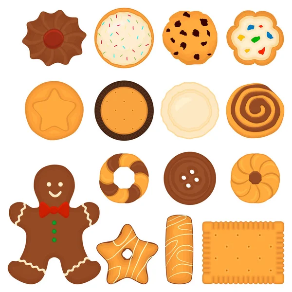 Ilustración en el tema gran conjunto diferente galleta, kit colorido pa — Vector de stock