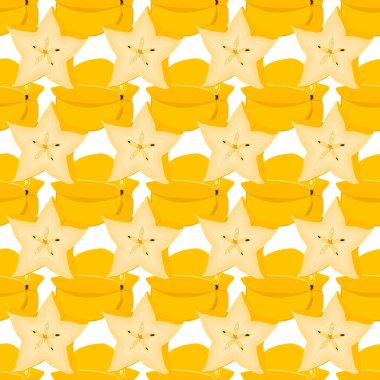 Tema üzerine resim büyük renkli dikişsiz karambola, fok balığı için parlak meyve deseni. Güzel, pürüzsüz tekrar eden karambolden oluşan meyve deseni. Basit renkli desenli meyvesiz karambola.