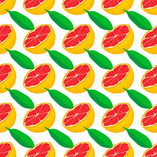 Illustration Theme Big Colored Seamless Grapefruit Bright Fruit Pattern Seal — Stock Vector