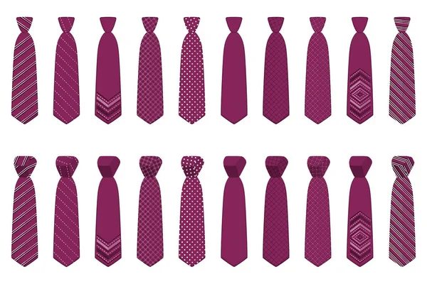 Illustrazione Sul Tema Grandi Cravatte Set Diversi Tipi Cravatte Varie — Vettoriale Stock