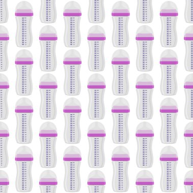 Renkli bebek sütü ve plastik emzik üzerine bir resim. Bebek sütü şişesi, yeni doğan bebeklere tahsilat yapmak için iyi bir emzik. Süt şişesinde emzik, bebek bakım ekipmanı..