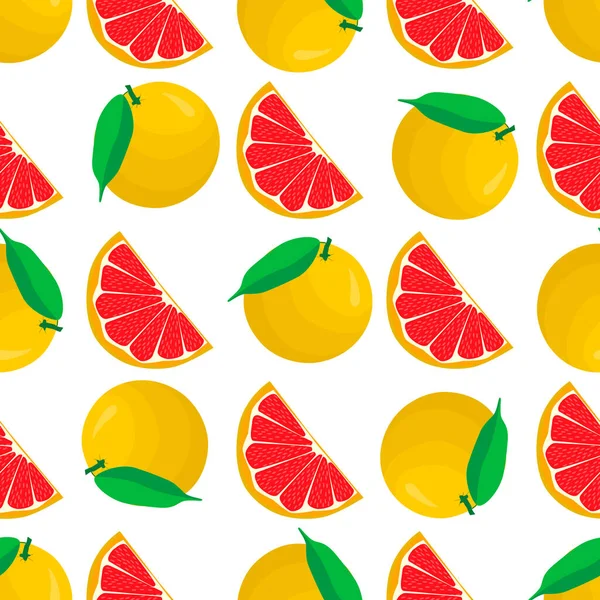 Illustration Sur Thème Grand Pamplemousse Sans Couture Couleur Motif Fruits — Image vectorielle