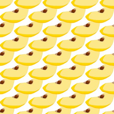 Tema üzerine resim büyük, renksiz ayva, fok balığı için parlak meyve deseni. Güzel, pürüzsüz, tekrar eden ayva şeklinden oluşan meyve deseni. Dikensiz ayvadan basit renkli desenli meyve.