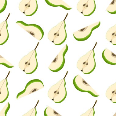 Tema üzerine resim büyük renkli dikişsiz armut, fok balığı için parlak meyve deseni. Güzel, pürüzsüz armuttan oluşan meyve deseni. Kusursuz armuttan basit renkli desenli meyve.