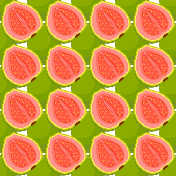 Illustrazione Sul Tema Grande Guava Senza Cuciture Colorate Modello Frutta — Vettoriale Stock