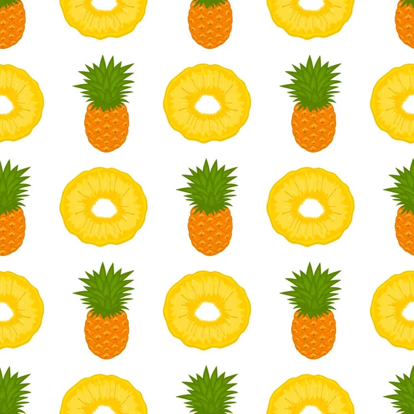 Ilustración Tema Piña Inconsútil Color Grande Patrón Fruta Brillante Para — Vector de stock