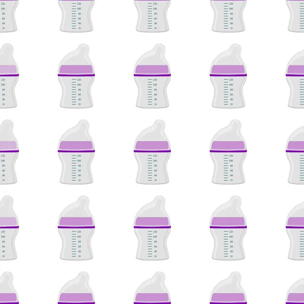 Illustratie Thema Gekleurde Kit Babymelk Heldere Fles Met Rubberen Fopspeen — Stockvector