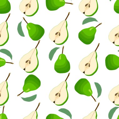 Tema üzerine resim büyük renkli dikişsiz armut, fok balığı için parlak meyve deseni. Güzel, pürüzsüz armuttan oluşan meyve deseni. Kusursuz armuttan basit renkli desenli meyve.