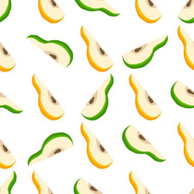 Tema üzerine resim büyük renkli dikişsiz armut, fok balığı için parlak meyve deseni. Güzel, pürüzsüz armuttan oluşan meyve deseni. Kusursuz armuttan basit renkli desenli meyve.