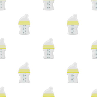 Renkli bebek sütü ve plastik emzik üzerine bir resim. Bebek sütü şişesi, yeni doğan bebeklere tahsilat yapmak için iyi bir emzik. Süt şişesinde emzik, bebek bakım ekipmanı..