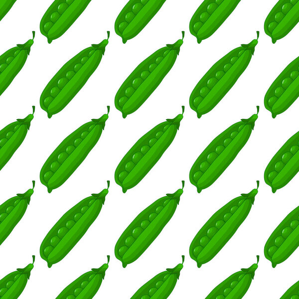 Illustration on theme of bright pattern green peas, vegetable pod for seal. Vegetable pattern consisting of beautiful green peas, many light pod. Simple colorful vegetable pattern from pod green peas.