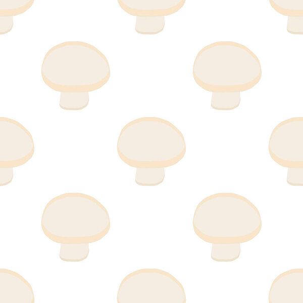 Illustration on theme of bright pattern mushroom, vegetable champignon for seal. Vegetable pattern consisting of beautiful mushroom, many champignon. Simple vegetable pattern from champignon mushroom.
