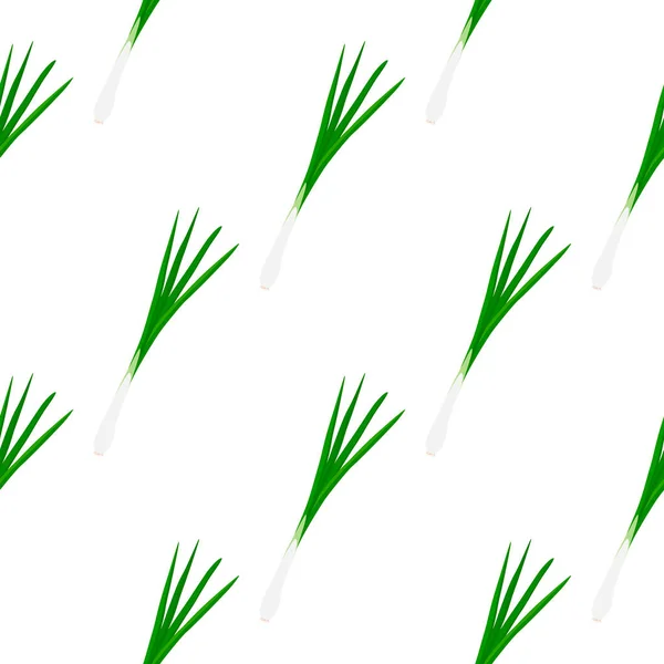 Ilustración Sobre Tema Cebolla Verde Patrón Brillante Raíz Vegetal Para — Vector de stock