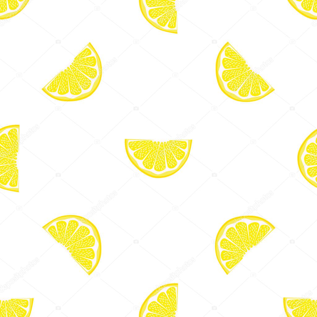 Illustration on theme big colored seamless yellow lemon, bright fruit pattern for seal. Fruit pattern consisting of beautiful seamless repeat lemon. Simple colorful pattern fruit from seamless lemon.
