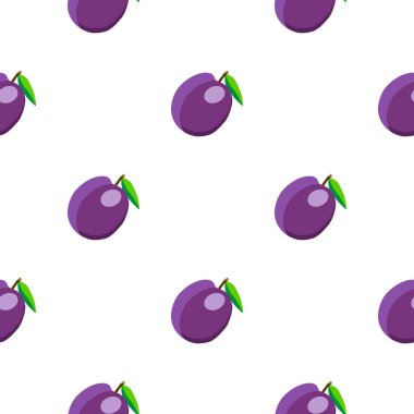 Tema üzerine resim büyük, renksiz mor erik, fok balığı için parlak meyve deseni. Güzel, pürüzsüz tekrar eden eriklerden oluşan meyve deseni. Pürüzsüz eriğin basit renkli desenli meyvesi.