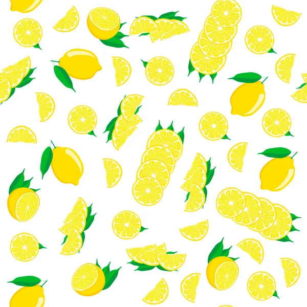 Illustration Tema Stora Färgade Sömlös Gul Citron Ljus Frukt Mönster — Stock vektor