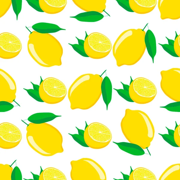 Ilustrace Téma Velké Barevné Bezešvé Žluté Citron Jasný Ovocný Vzor — Stockový vektor